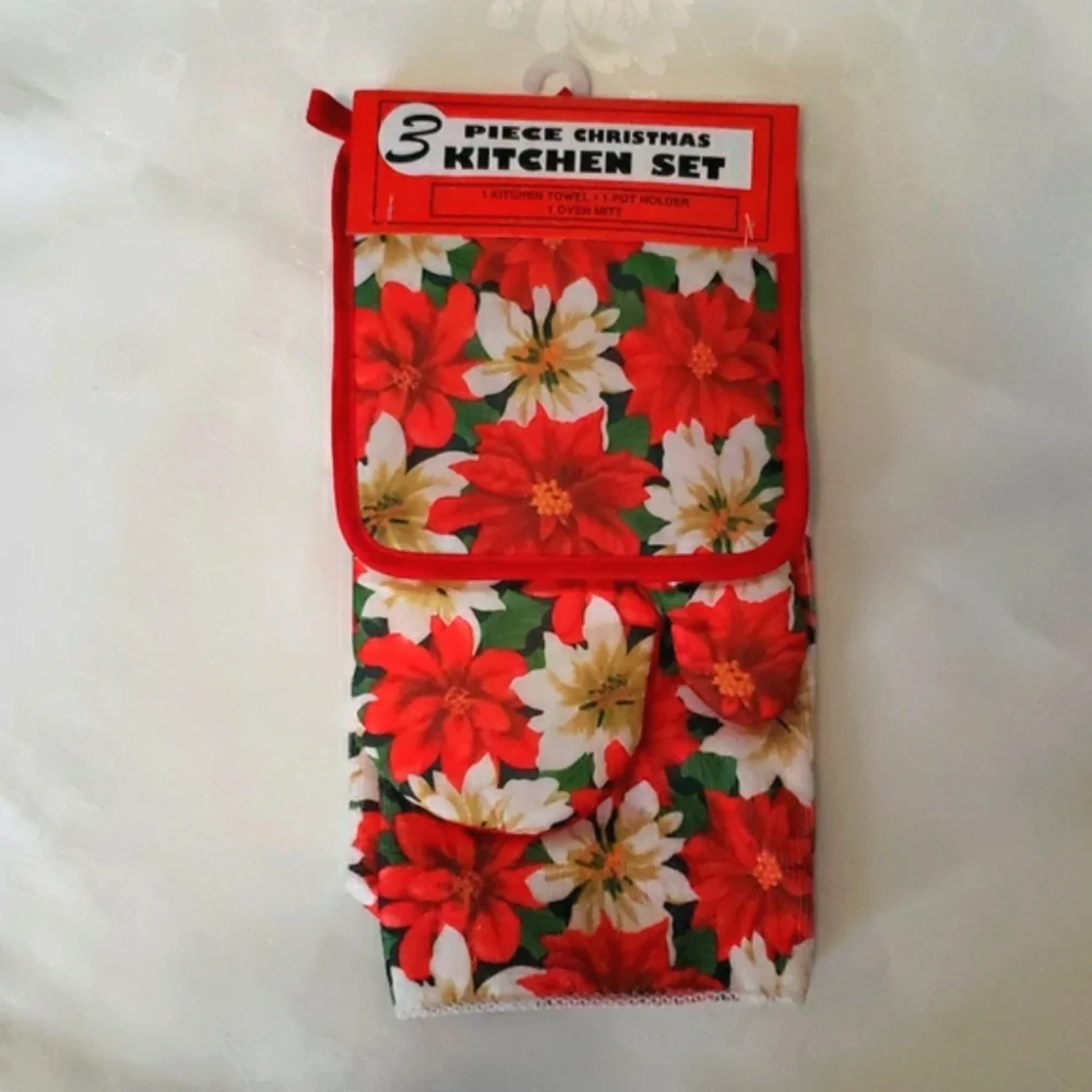 Drying Mat + Christmas 3 piece Kitchen Towels Set